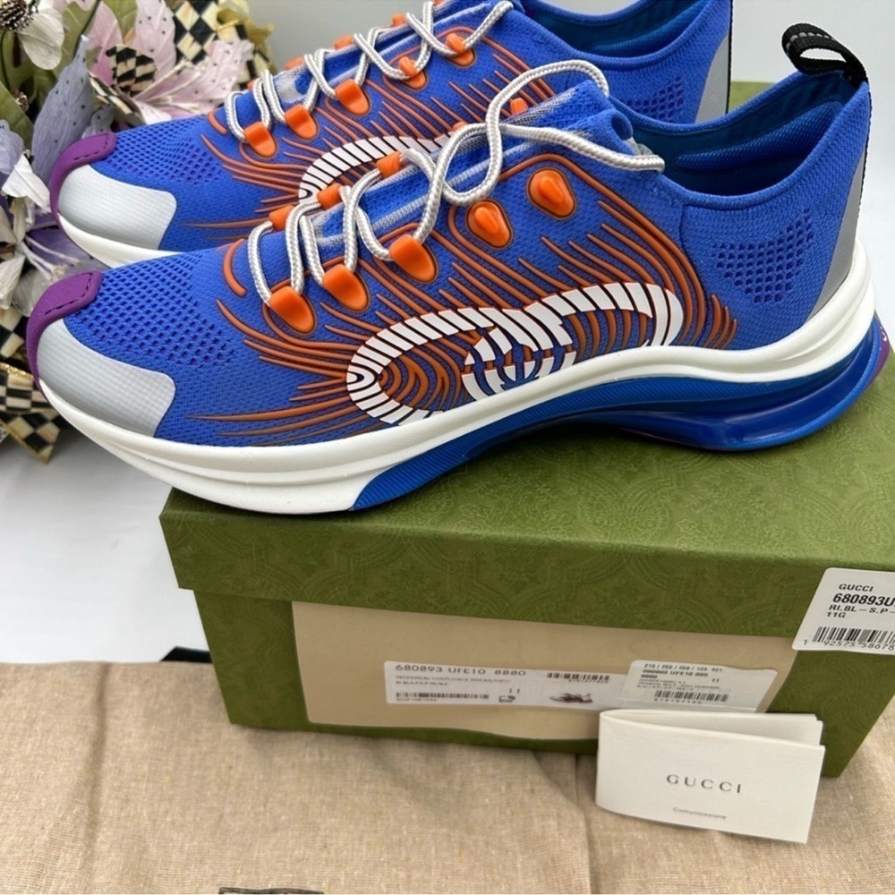 Men’s Gucci blue run low top sneaker size 11 made in Italy - Picture 4 of 9